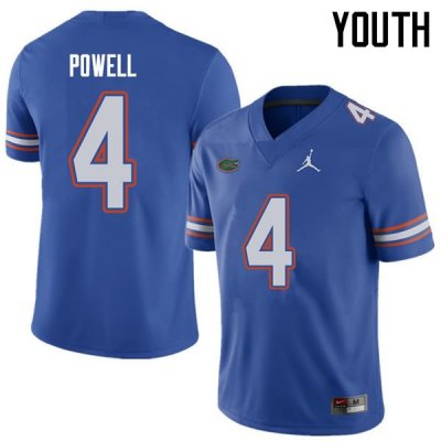 Youth Florida Gators #4 Brandon Powell NCAA Jordan Brand Royal Authentic Stitched College Football Jersey IXX2562YN